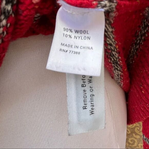 Madewell Wallace striped wool blend sweater red gray speckled knit large - Picture 6 of 6